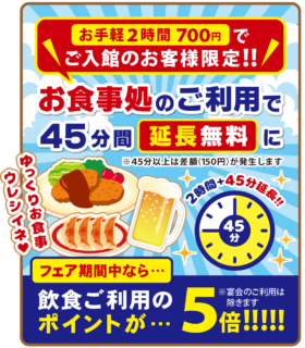 お手軽2時間入館 45分延長