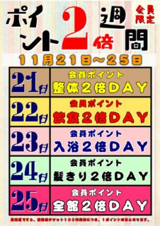 ポイント2倍週間